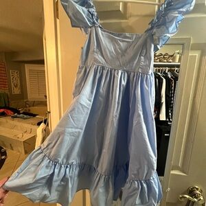 Club L London Light Blue Mini Dress with Ruffle Hem